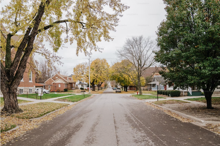 Neighborhood street indicating local delivery